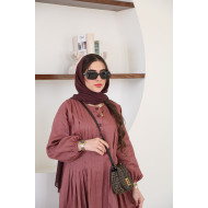 Linen abaya in burgundy