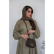 Linen abaya in olive beige