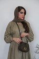 Linen abaya in olive beige