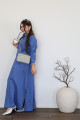 Linen abaya in cobalt blue