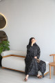 Gray brocade abaya