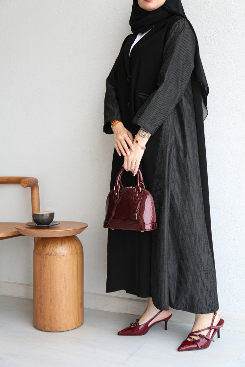 Striped brocade abaya