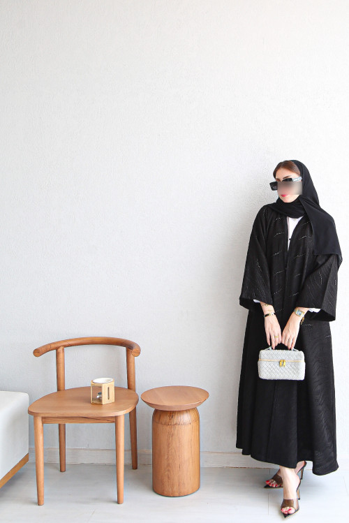 Light black abaya with beads