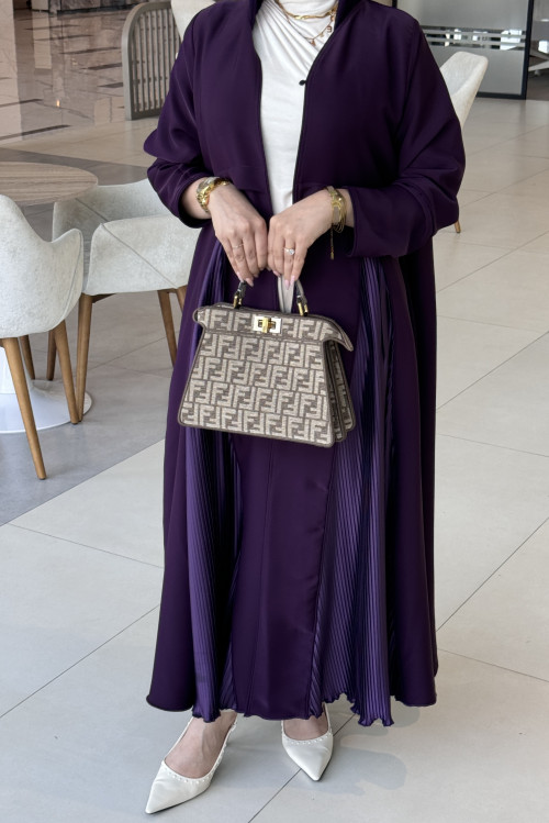 Purple abaya with pleated sides