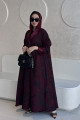 Maroon brocade abaya