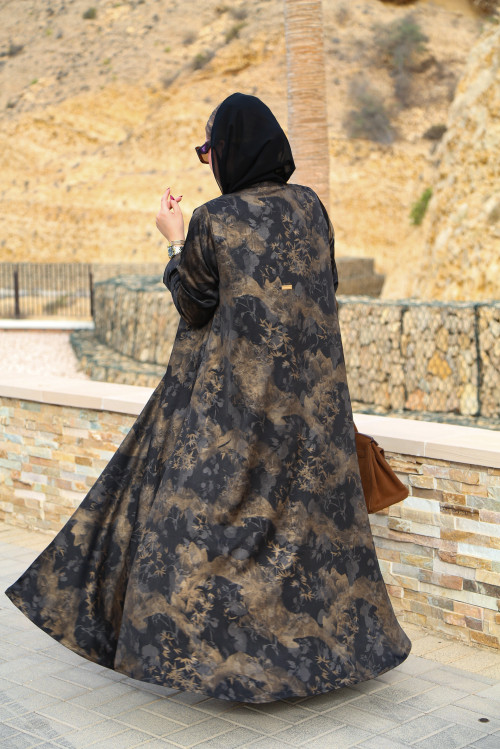 Abaya with golden patterns ( Golden Garden )