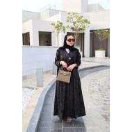 Abaya with purple patterns ( Purple flowers )