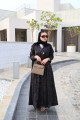 Abaya with purple patterns ( Purple flowers )