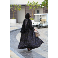 Abaya with purple patterns ( Purple flowers )