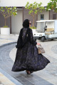 Abaya with purple patterns ( Purple flowers )