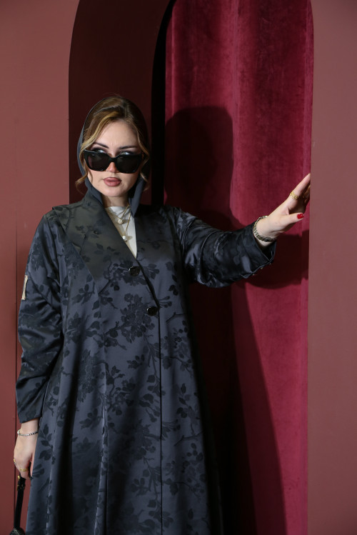 عباية جاكارد  - Dark Grey Metal