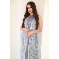 Gray dress with Tiffany bisht