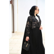 عباية فاخرة بخام مزخرف بالجزء العلوي