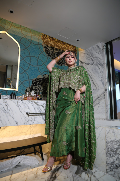 فستان تراثي هندي- اخضر