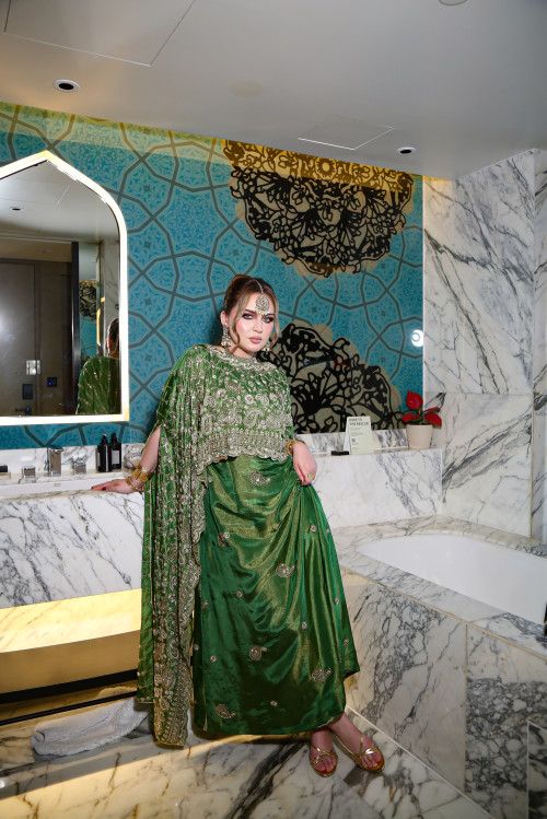 فستان تراثي هندي- اخضر