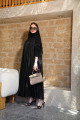 Black abaya with ruffled sleeves