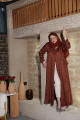 Jacquard-embellished abaya in reddish-copper colour