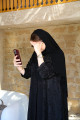 Black abaya with ruffled sleeves