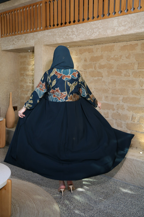 Turquoise jacket abaya