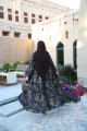 Gray patterned abaya