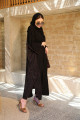 Brown jacquard sided bisht abaya