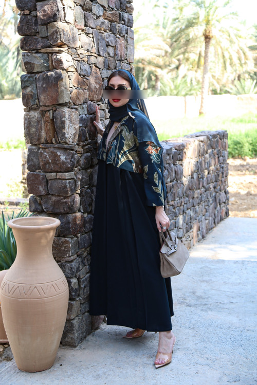 Turquoise jacket abaya