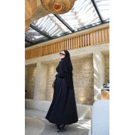 Navy abaya with ruffled sleeves