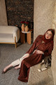 Jacquard-embellished abaya in reddish-copper colour