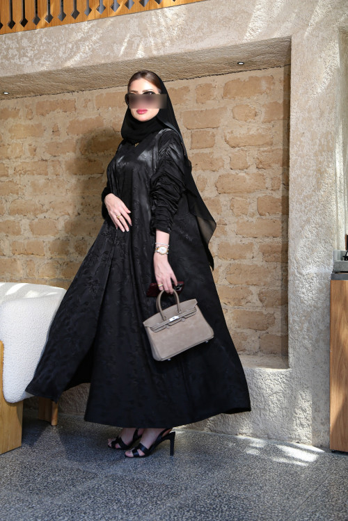 Black abaya with ruffled sleeves