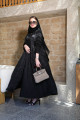 Black abaya with ruffled sleeves