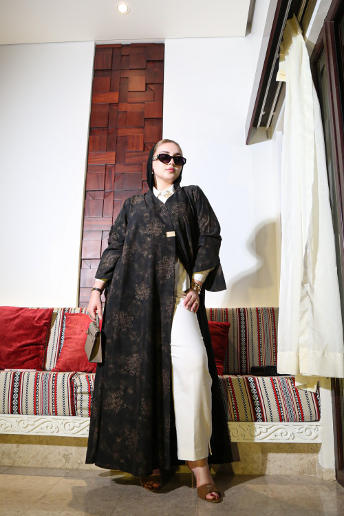 عباية الزهور  - black bronze