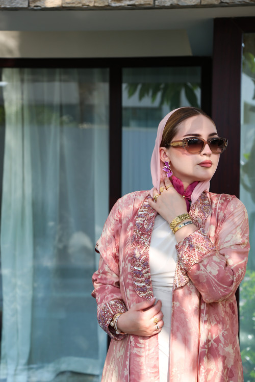 عباية الزهر الابيض - Blush Pink