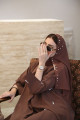 Mocha abaya embroidered with lulu