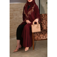 Luxurious maroon blazer abaya