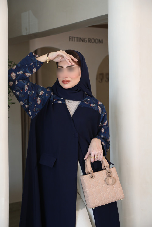 Navy abaya with Indian cotton