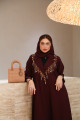 Luxurious maroon blazer abaya