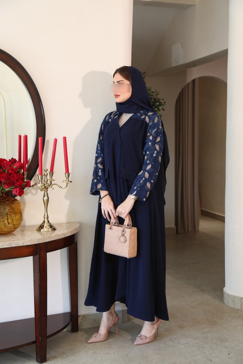 Navy abaya with Indian cotton