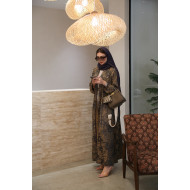 Gray abaya printed with flowers