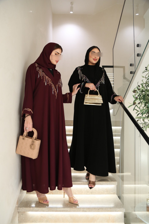 Luxurious maroon blazer abaya