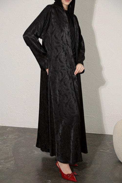 Wavy jacquard abaya