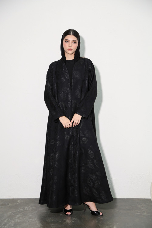 Practical abaya patterned with leaves