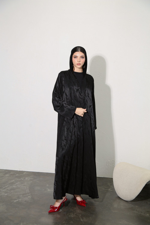 Wavy jacquard abaya