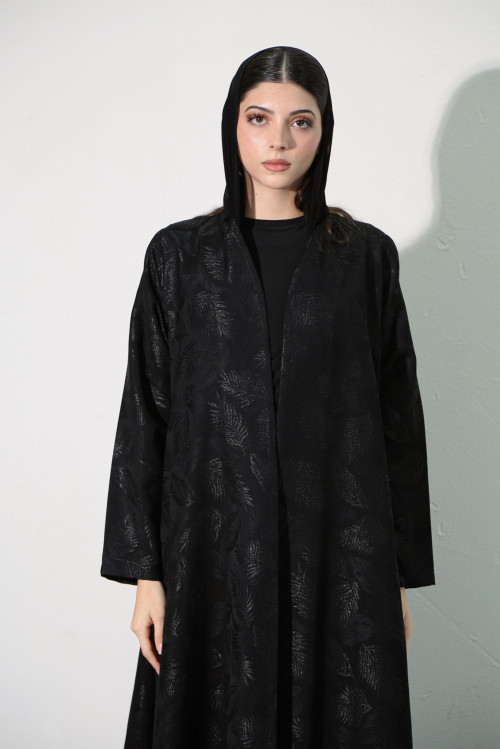 Practical abaya patterned with leaves