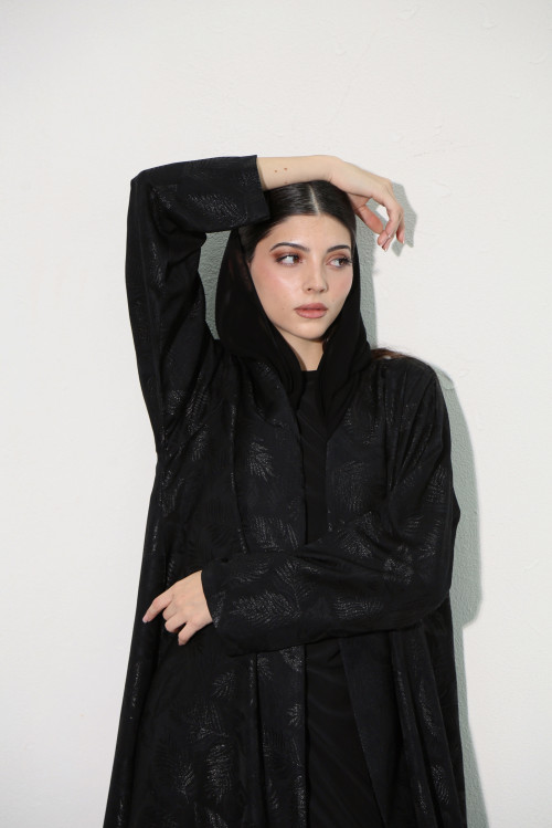 Practical abaya patterned with leaves