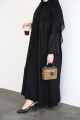 Practical abaya with classic buttons and jacquard sleeves