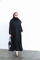 Practical abaya with wavy jacquard material