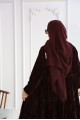 Chestnut velvet embroidered abaya