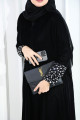 Black velvet abaya with Swarovski crystals