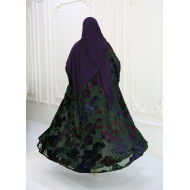 Green velvet roses abaya