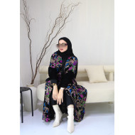 Colorful velvet roses abaya